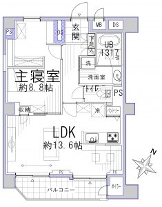 玄関から寝室に通り抜けできるウォークスルークローゼット